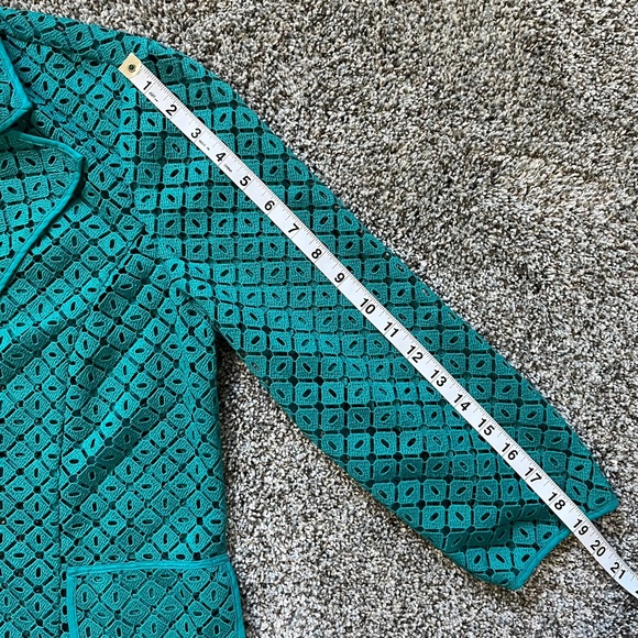 Carlisle Collection Diamond Print Turquoise Jacket, Women's Size 10 - Picture 11 of 11